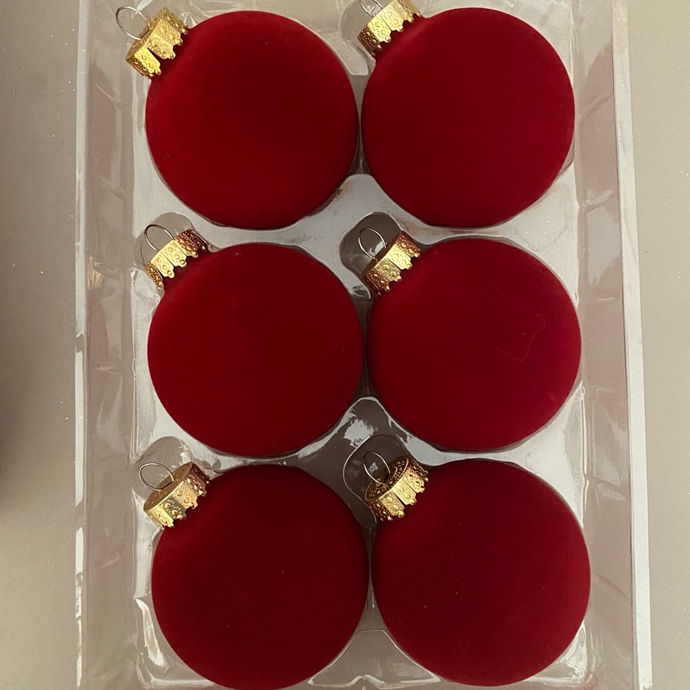 NEW Red Flocked Christmas Ornaments Michaels